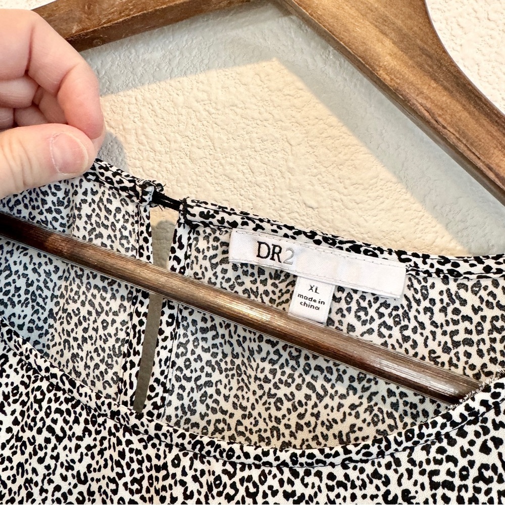 Minimalist Micro Leopard Print Blouse Relaxed Boxy Dolman Top DR2 XL Chic Top - Picture 5 of 12